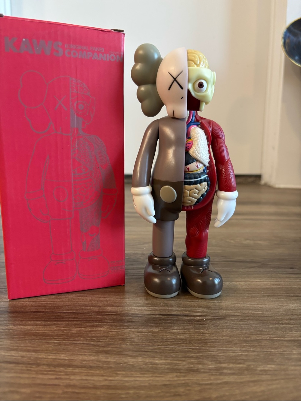 KAWS Companion Half-Exposed Figure in Gray, Red, Cream and Brown